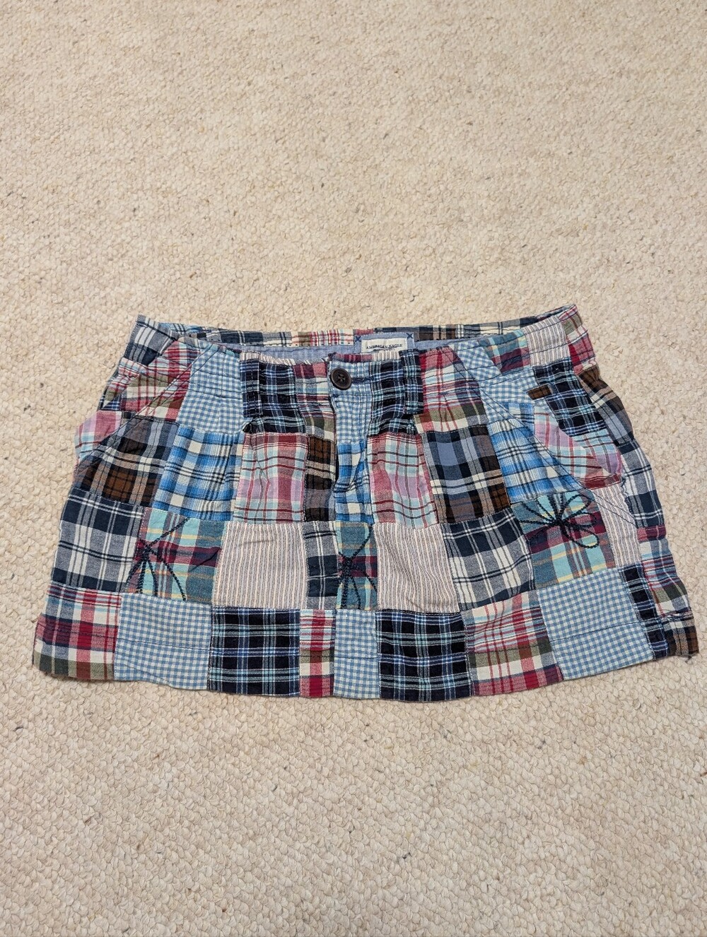 American Eagle Patchwork Plaid Mini Skirt